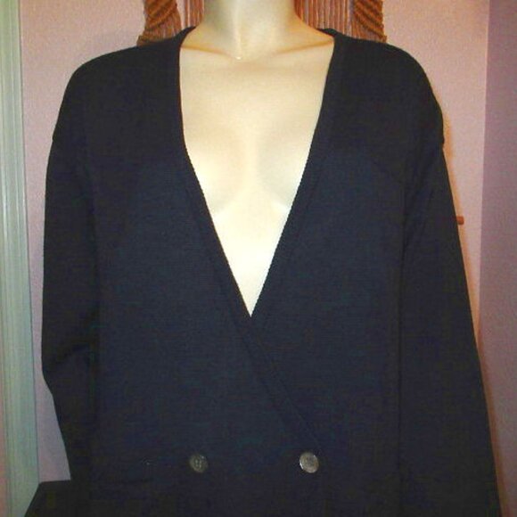Vtg Liz Claiborne Knit Cardigan Sweater Size M Wool Blend Double Breasted Button - Picture 2 of 9